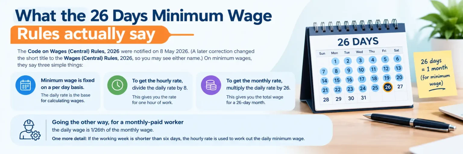 Daily, hourly and monthly minimum wage using the 26-day rule